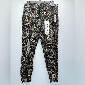 Leopard Animal Print Joggers YMI Distressed Raw Hem High Rise 5 Pocket Mobwife
